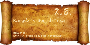 Kanyák Boglárka névjegykártya